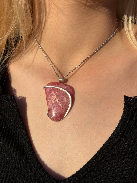 Sterling Silver Rhodochrosite Pendant