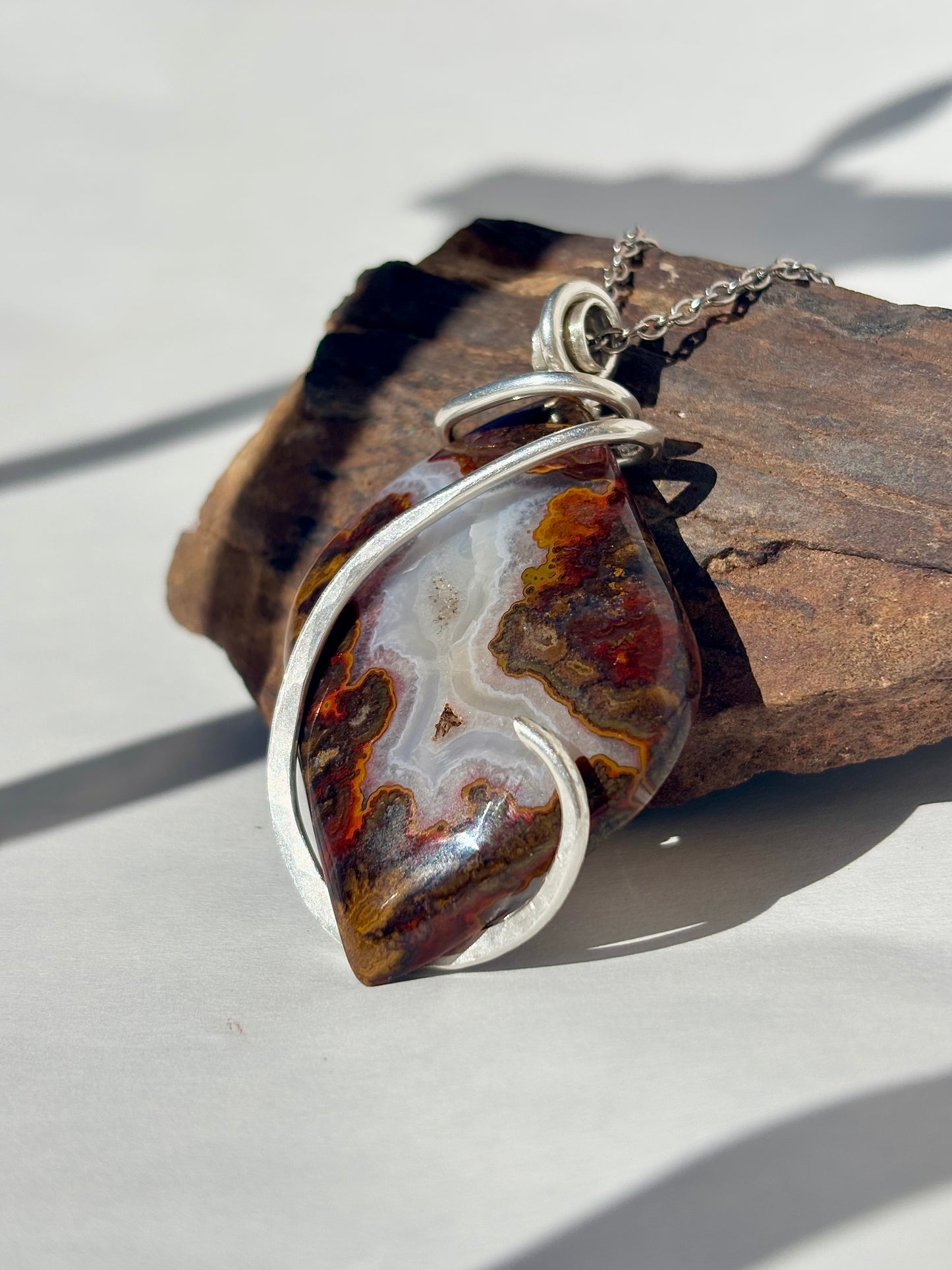 Red Seam Agate Pendant