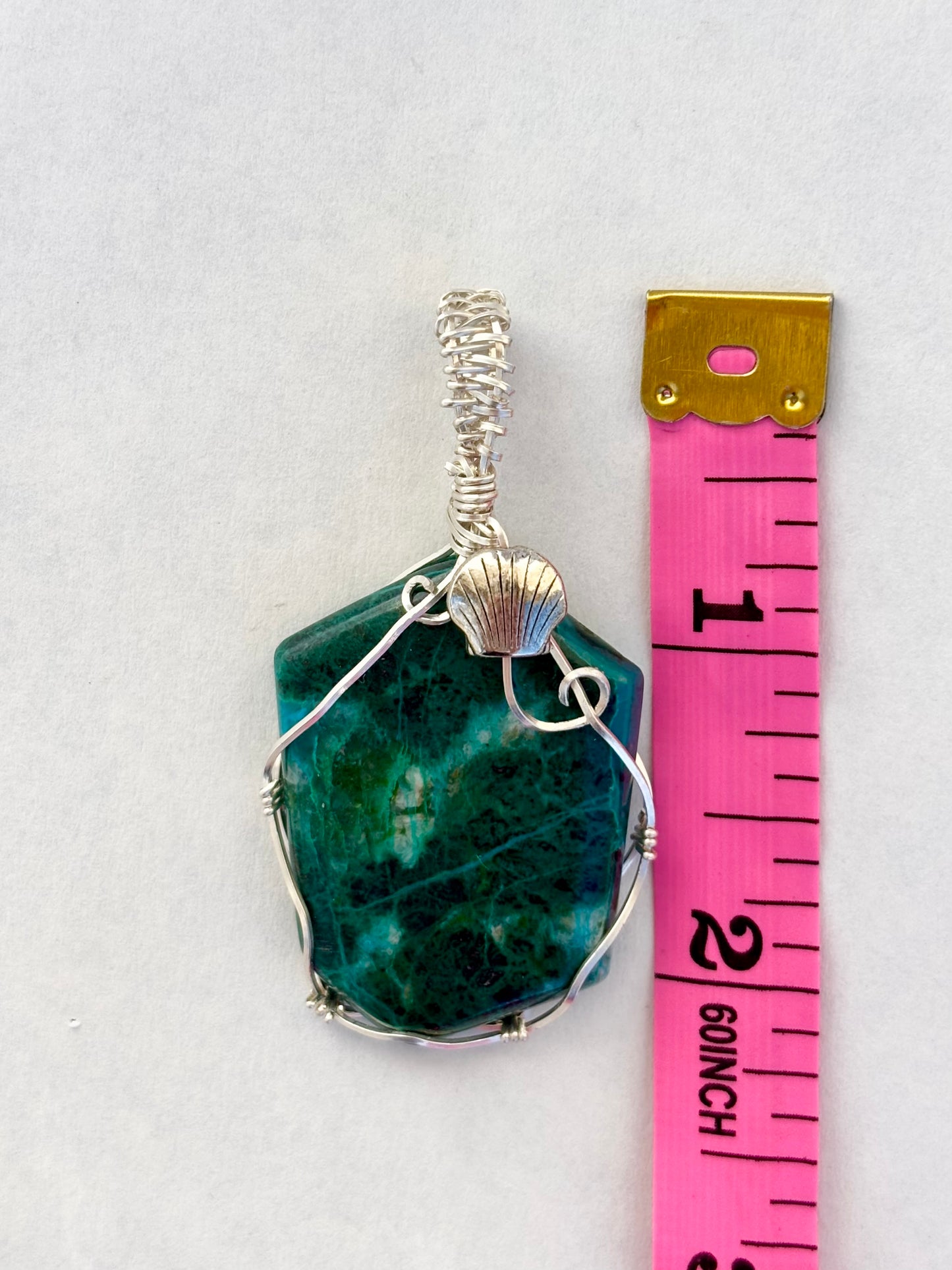 Silver Wrapped Chrysocolla Necklace